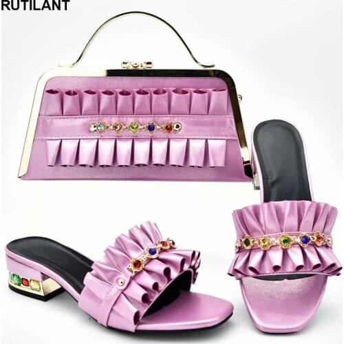 Latest Design Shoe and Bag Set for Party In Women Nigerian Women Wedding Shoes with Bag Set Plus Size Elegant Shoes Women Heel