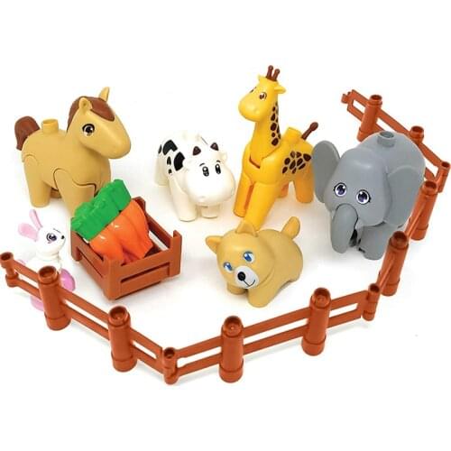 NEW Big Size ZOO Animals Farm Building Blocks Creativity Education Children Kids Gifts Koala Panda Giraffe Zebra Elephant Toys