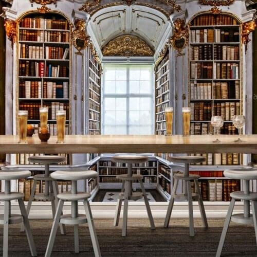 3D retro Wallcoverings, bookshelf palace murals for the living room sofa study background wall home decoration paper
