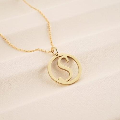 Fils Custom Initial Necklace Women Personalized Round Hollow out New Stainless steel Jewelry Anniversary Gift Collar de mujer