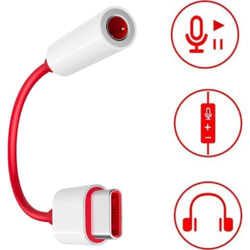 OnePlus 7 Pro USB-C To 3.5MM Earphone Jack Adapter AUX Audio Convertor For One Plus 7 1+6T Type-C Headset Music Converter Cable