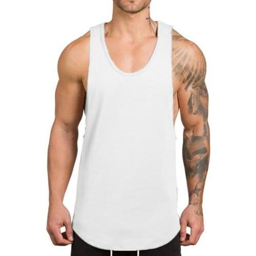 Vest Sleeveless Breathable Cotton Blend Men Sleeveless Shirt for Training White Tank Top Men M-2XL Men Clothing футболка 2021