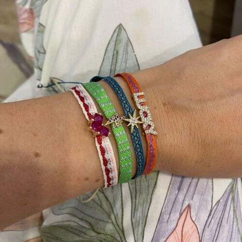 QUANCHI Braid Woven Bracelet Jewelry Trendy Vintage Fabric Women Jewellery Bohemian Pulsera Hot Pattern Charm Bracelets