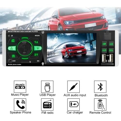 LEEPEE ISO Remote Multicolor Lighting 1 Din 4.1Inch Car HD Video Voice Bluetooth 4.2 TF USB Fast Charging Audio Video MP5 Player