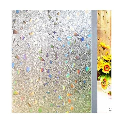 PVC Static Cling Stained Glass Decorative Window Film Privacy Cling Bathroom Laser Gems Glass Window Film Privacy Glass Stickers