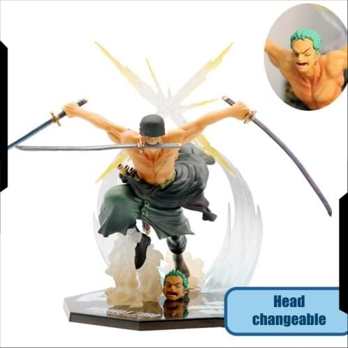 17cm Roronoa Zoro One Piece Pirate Hunter Pirate Supernova Purgatory Ghost Chop Pvc Action Figure Model Boy Toy Change Head