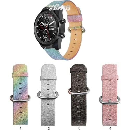Shiny Bling Glitter Leather Watch Band Strap for Ticwatch Pro E2 S2 GTX Pro3 Pro 2020 Pro 4G Smart Watch 22mm Wrist band Correa