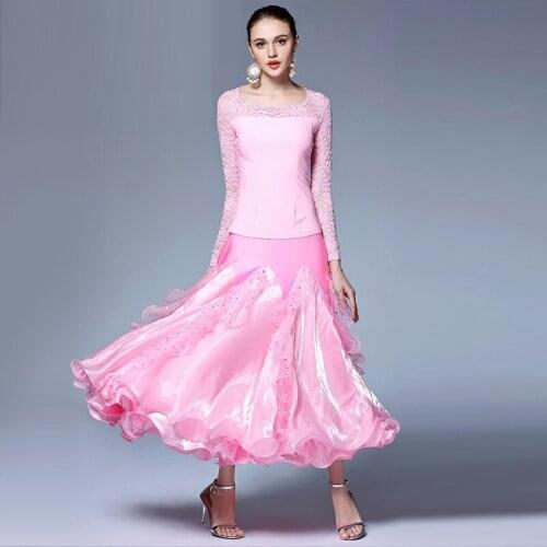 Pink ballroom dance competition dresses dance ballroom standard social dresses women dance dress ballroom waltz dresses rumba