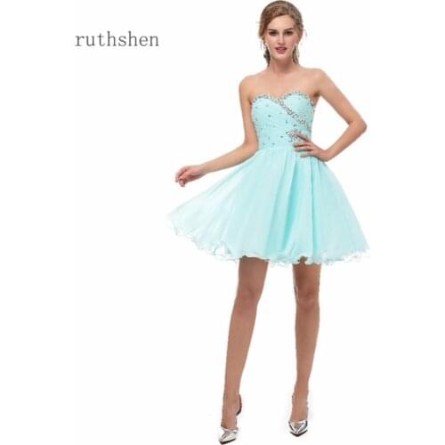 Ruthshen 2020 Pleats Short Cheap Cocktail Party Dresses Women Sweetheart Neck Vestidos De Coctel Corto 2020 Women Formal Gowns