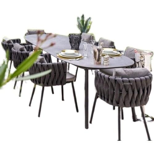 Nordic Outdoor Rope Chair Villa Courtyard Garden Outdoor Rattan Chair Modern Furniture Balcony Leisure Backrest Lounge Chair