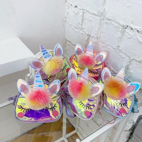 New Fashion Children Girls Shoulder Bag Cute Unicorn Animals Messenger Bag Kids Keys Coin Purse Cute Princess Mini Handbag