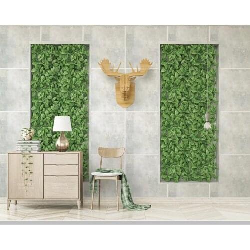 Papel de parede fresh green plant wall 3d deer head brick wall 3d wallpaper mural,living room bedroom wall papers home decor