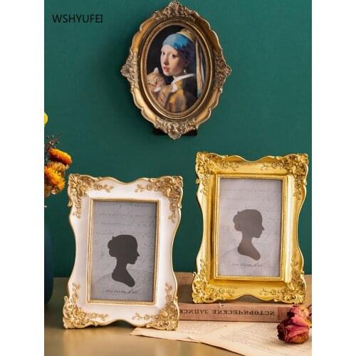 WSHYUFEI 6-inch resin photo frame desktop decoration cute picture album retro photo frame wall art family office supplies