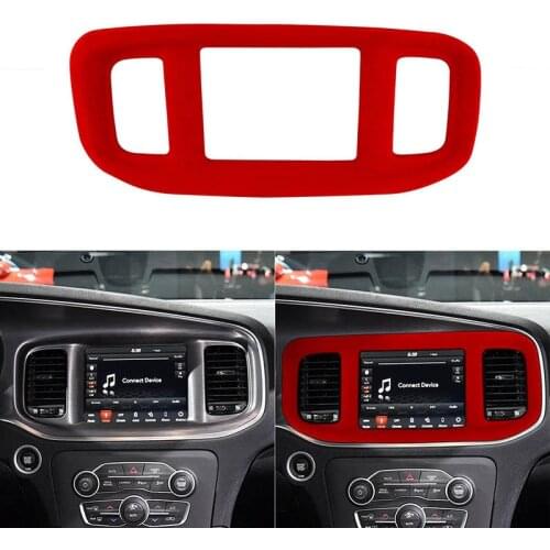Suede Car Interior Navigation Panel Decoration Frame Air Outle Decoration Strip Trim for Dodge Charger 2016-2021 Car Accessories