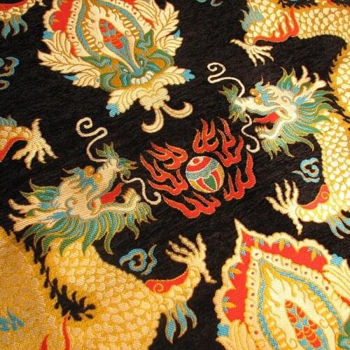 Golden dragon Suede silk brocade cloth for DIY bag COSPLAY/Kimono/Mongolia clothing/cheongsam/Stage suit 1 order=1meter