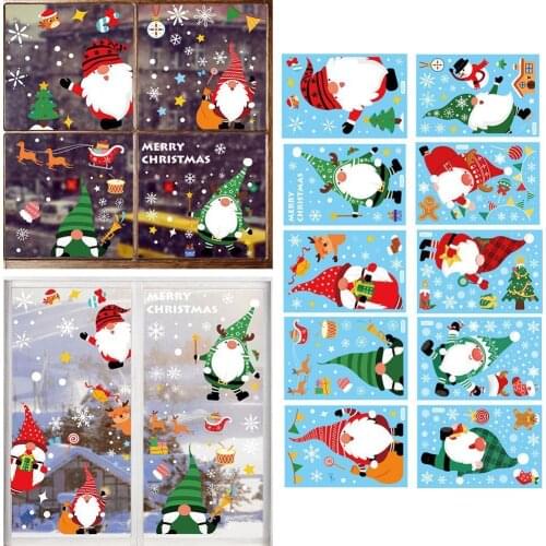 1PC Colorful Christmas Window Glass Wall Sticker Santa Claus Decoration Sticker New Year Home Shop Art Decoration