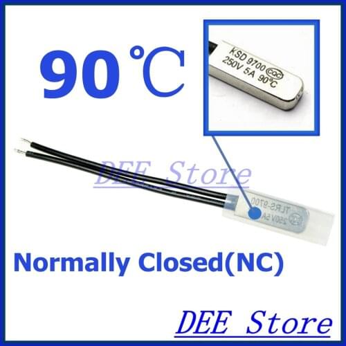10Pcs/lot 90C Degree Celsius NC Normal Close Thermal Protector Sensor Thermostat temperature control fuse switch 250V 5A KSD9700