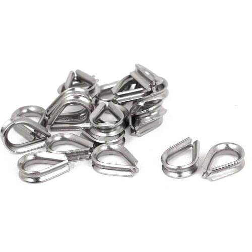 Stainless Steel 6mm Wire Rope Cable Thimbles Silver Tone 10Pcs