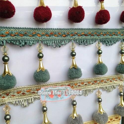 12Yard/Lot European Lace Tassel Fringe Hair Ball Curtain Sofa Tablecloth Bayberry Flocculus Lace Trim Diy Decoration