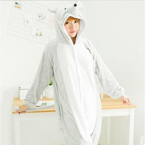 2017 Animales Flannel Adult Unisex Mouse Pijamas Gray Sleepwear Cosplsy Costumes Onesies Pyjama