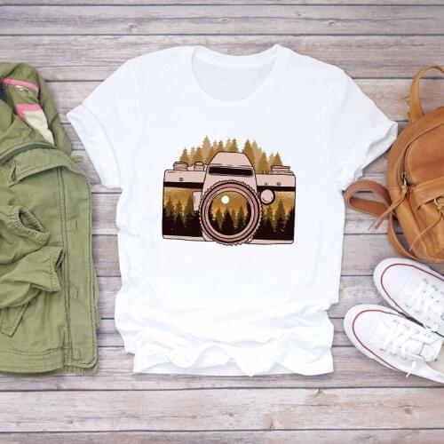 2021 Women T-Shirt Camera Adventure Cute Female Womens Tee Vintage Printing Print Summer Shirt T-shirts Top T Graphic