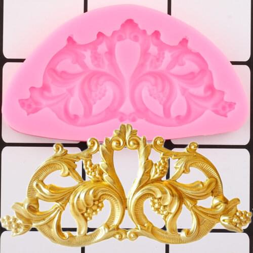 3D Baroque Scroll Relief Cake Border Silicone Mold Fondant Cake Decorating Tools Cupcake Baking Candy Chocolate Gumpaste Moulds