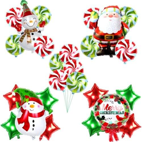 5Pcs/set Cartoon tree Santa Claus Snowman Foil Balloons boy Party Decorations Party Balloons Inflatable crutch Balloon Kids Toy