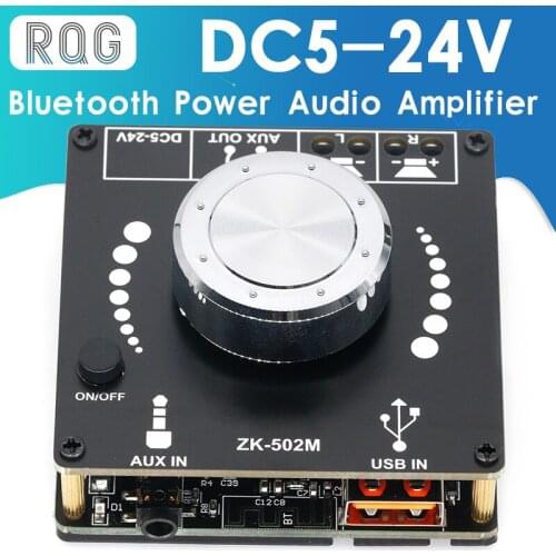 502M DC5-24V 12V MINI Bluetooth 5.0 Power Audio Amplifier board 50WX2 Stereo AMP Amplificador Home Theater AUX USB