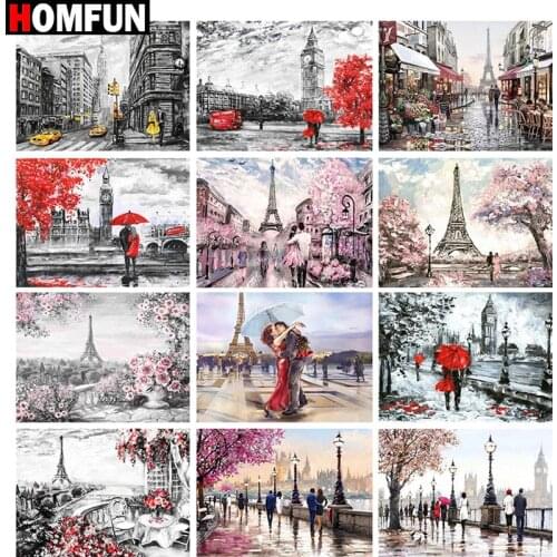 HOMFUN Full Square/Round Drill 5D DIY Diamond Painting "London street scene" Embroidery Cross Stitch 5D Home Decor Gift