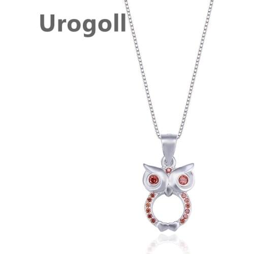 Noble Women Pure 925 Sterling Silver Necklaces Owl Jewelry Zircon Pendant Necklaces Chain Jewelry Accessory For Girl Gift
