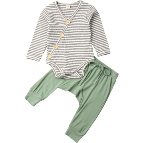 3-18M Newborn Infant Baby Girl Boy Tops Romper Pants Autumn Cotton Outfits Clothes