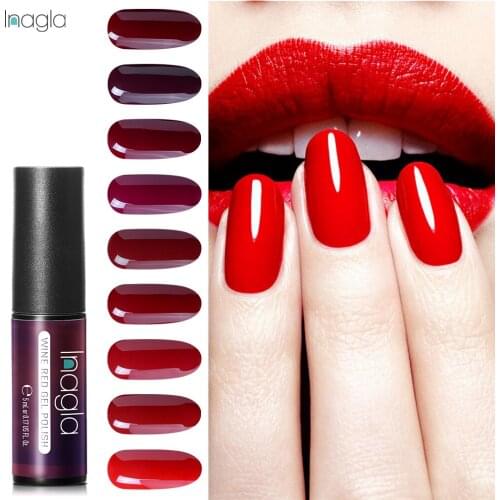 Inagla Gel Varnish Soak Off UV LED Lamp Needed Gel Nail Polish Top Color Gel Polish Red Gel Varnish Coat Color Polish