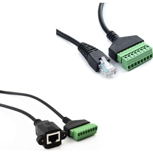 Good quality RJ45 Ethernet male and female TO 8-pin screw terminal converter RJ45 socket connector adapter for CCTV DVR