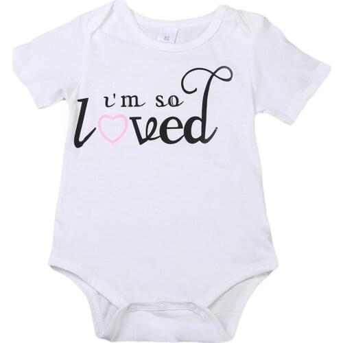 Newborn Infant Babys Romper Round Neck Short Sleeve Letter Print Bodysuit One-piece Suit for Toddler Boys Girls