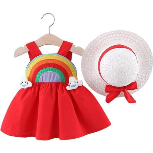 Cute Summer Baby Girl Casual Dress For Newborn Girls Clothes Princess Birthday Infant Costume With Hat 3-36M Toddler Vestidos