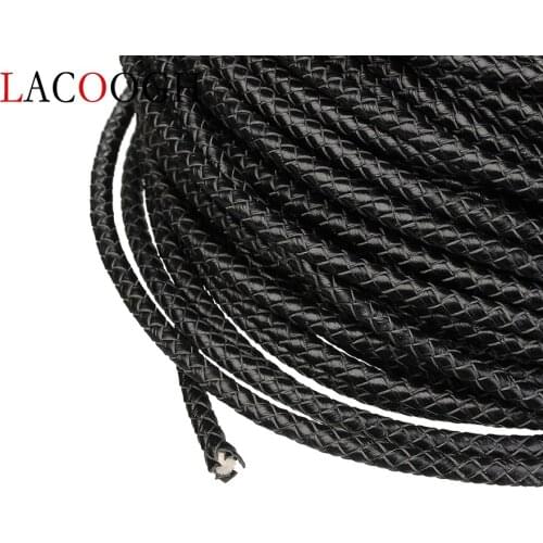 2meter Round Black Braided Leather Cord Ropes Thread String 5mm for Bracelet Necklace DIY Jewelry Making Findings