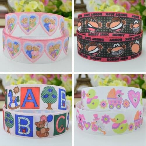 10 Yards 22mm 7/8" letter monkey Animal Printed grosgrain ribbon hair bow Headwear DIY hair accessories retail B0929