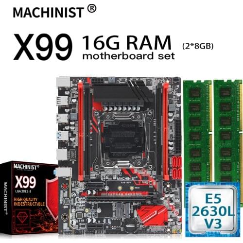 MACHINIST X99 LGA 2011-3 desktop Motherboard combo With Xeon E5 2630L V3 CPU 16GB 2*8G DDR4 ECC REG RAM Server Mianboard X99-RS9