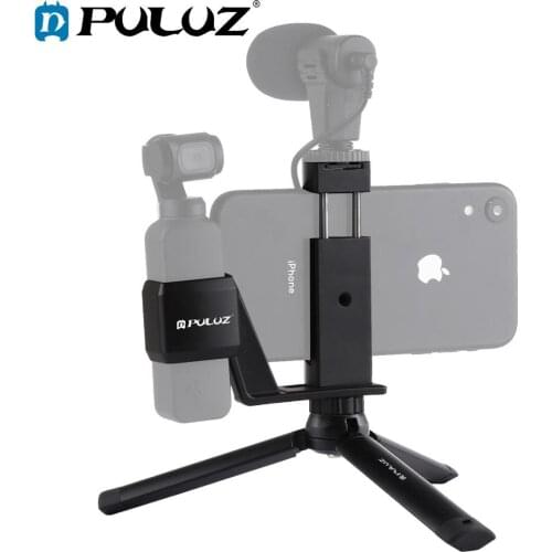 PULUZ Mini Metal Desktop Tripod Mount+Metal Phone Clamp Mount+Expansion Fixed Stand Bracket for DJI OSMO Pocket Camera Accessori