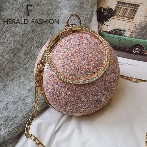 Fashion Round Chains Evening Bags Designer Handle Women Handbags Luxuey Sequins Crossbdoy Bag Lady Party Purses Day Clutchs 2020