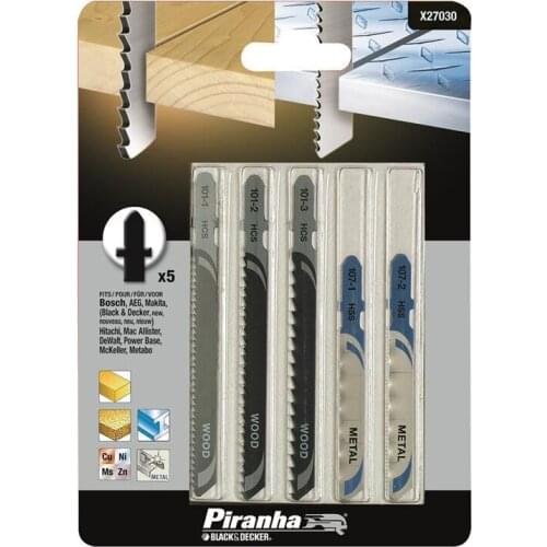 Black Decker X27030 5 Piece T Type Wood/Metal Jigsaw Knife Set