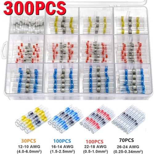 300x Solder Seal Wire Connectors Kit Heat Shrink Soldering Sleeve Terminals Heat Shrinkable Butt Waterproof Insulated Electrical
