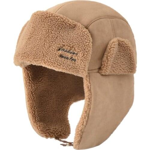 New Winter Earflap Bomber Hats Fur Ushanka Cap Thickened Warm Russian Hat Cycling Skiing Outdoor Windproof Wool Ear Flap