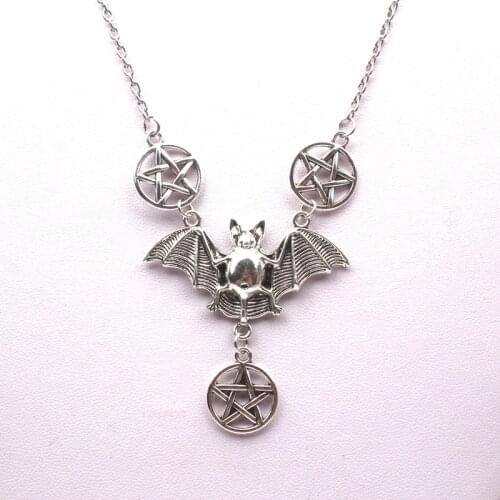 New,bat five-pointed star necklace, moon, peace, gothic, girl gift