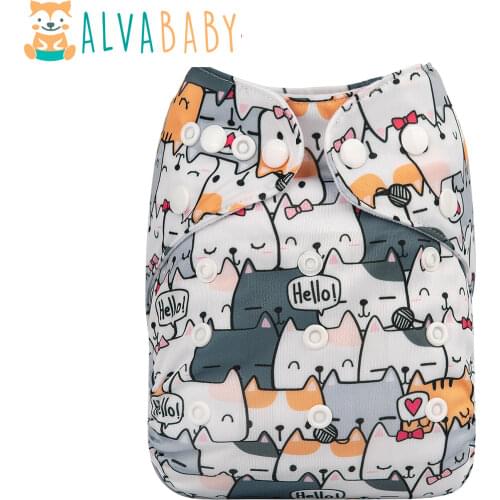 Alvababy Reusable Cloth Diapers New Washable Baby Nappy with 1pc Microfiber Insert