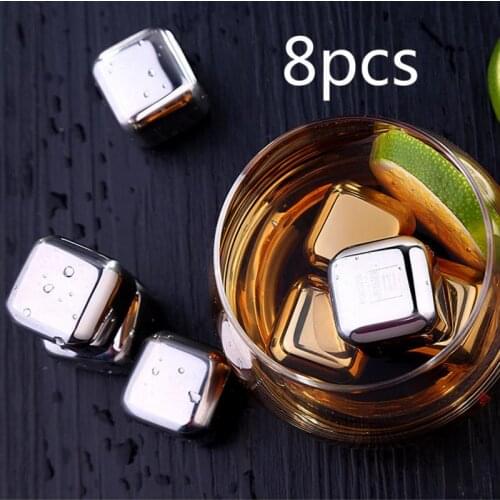 Drink Cooler Domino Box With Ice Clip Barware Ice Stones 8Pcs Wine Cooler Whiskey Cubes Granite Scotch Pouch Rocks Ice Stones