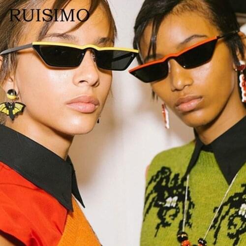 RUISIOMO Popular Women Small Cat Eye Women Sunglasses square Fashion Double Color Frame Shades UV400 sun glasses for women pop
