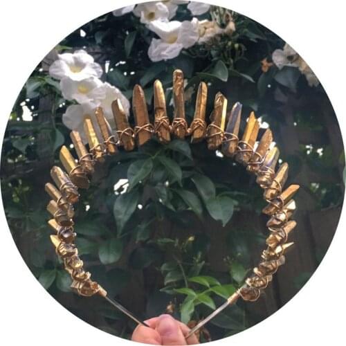 Golden crystal crown headband golden thread goddess crown Wicca party gift