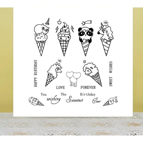 AZSG Ice cream Animal Lovely Panda Clear Stamps/Seals For DIY Scrapbooking/Card Making/Album Decorative Silicone Stamp Crafts