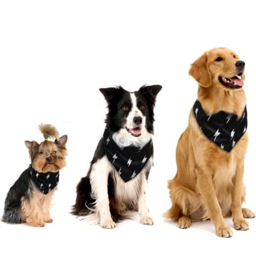 Adjustable Dog Bandana Black Lightning Pet Accessories Triangular Bandage Cat Neckerchief Dogs Bib for All Breeds Pitbull